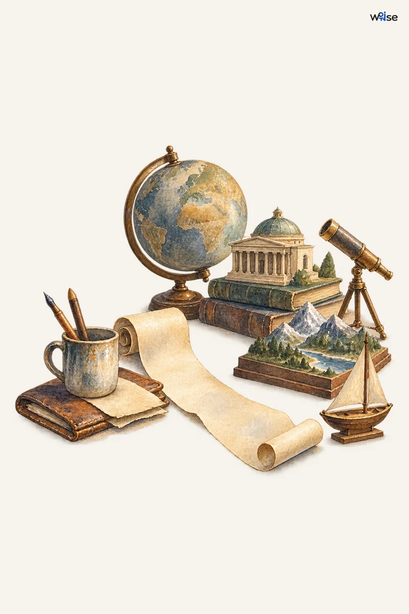 작은 글쓰기 자리에서 무문자 두루마리가 넓은 세계의 여러 모형으로 이어져 언어의 생각 확장을 표현한다
