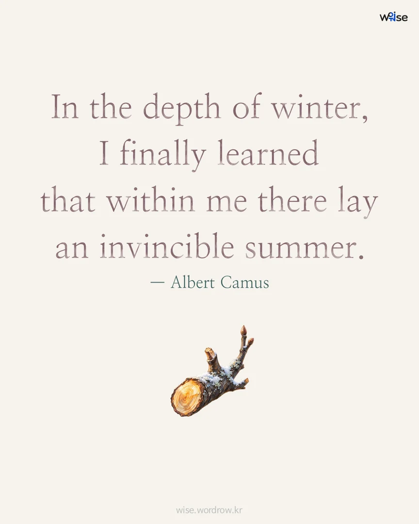 In the depth of winter, I finally learned that within me there lay an invincible summer. — Albert Camus 포토카드