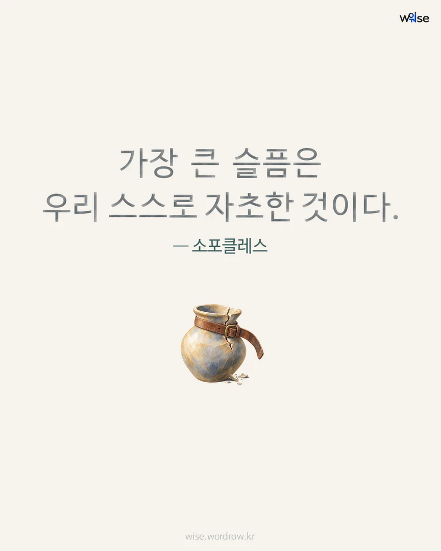 가장 큰 슬픔은 우리 스스로 자초한 것이다. — 소포클레스 포토카드