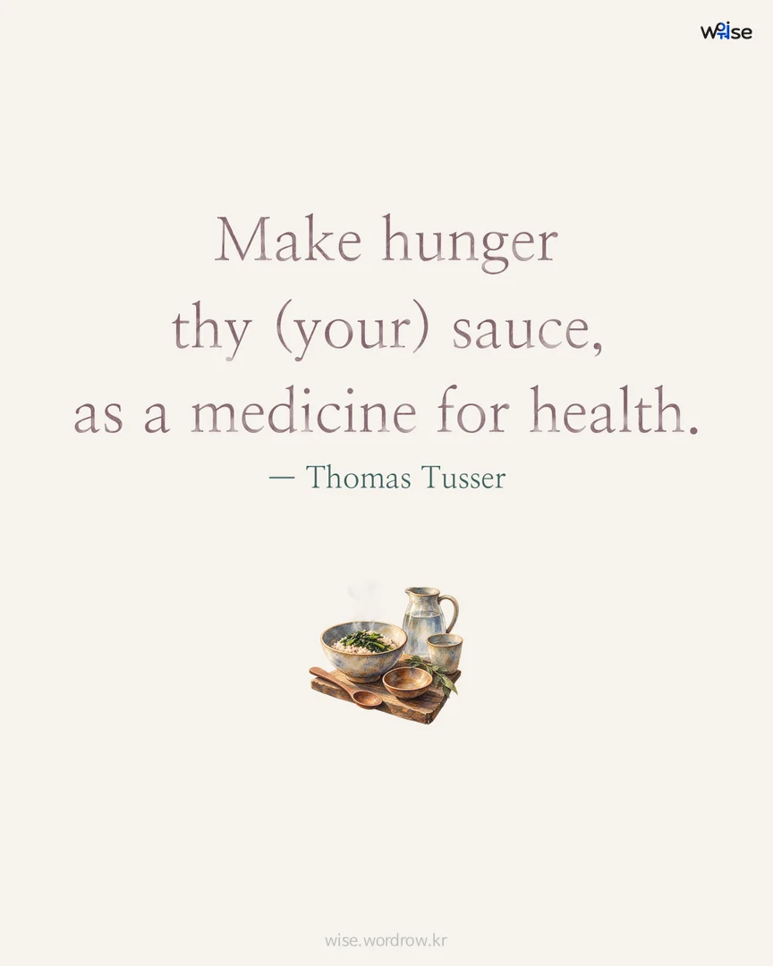 Make hunger thy (your) sauce, as a medicine for health. — Thomas Tusser 포토카드