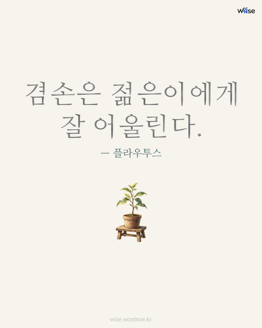 겸손은 젊은이에게 잘 어울린다. — 플라우투스 포토카드