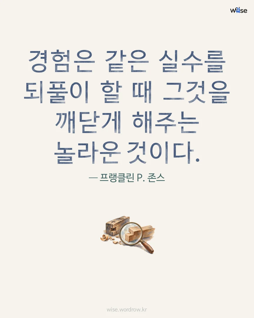 경험은 같은 실수를 되풀이 할 때 그것을 깨닫게 해주는 놀라운 것이다. — 프랭클린 P. 존스 포토카드