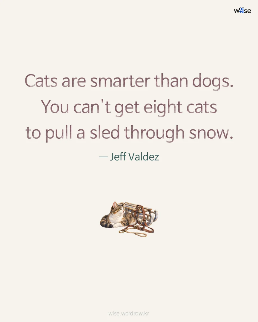 Cats are smarter than dogs. You can't get eight cats to pull a sled through snow. — Jeff Valdez 포토카드