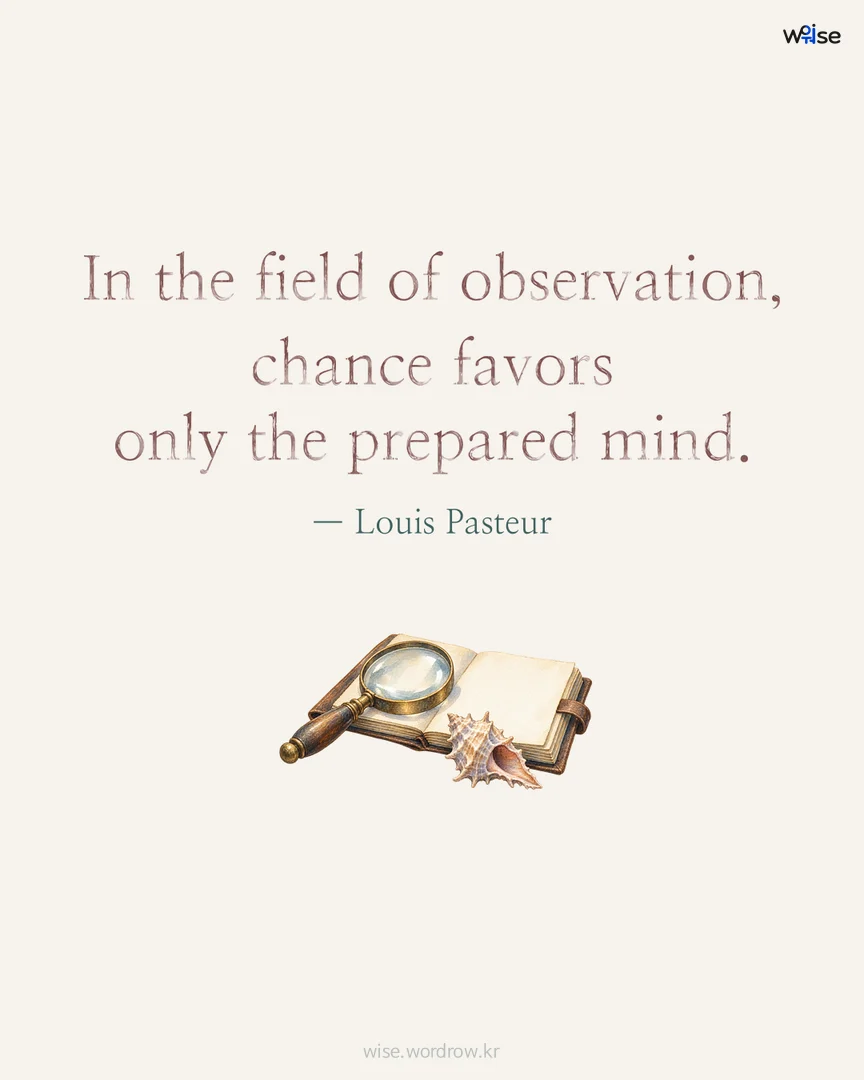 In the field of observation, chance favors only the prepared mind. — Louis Pasteur 포토카드