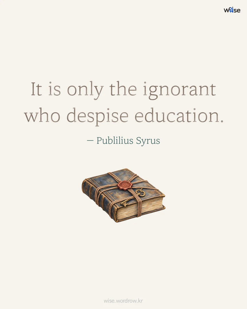 It is only the ignorant who despise education. — Publilius Syrus 포토카드