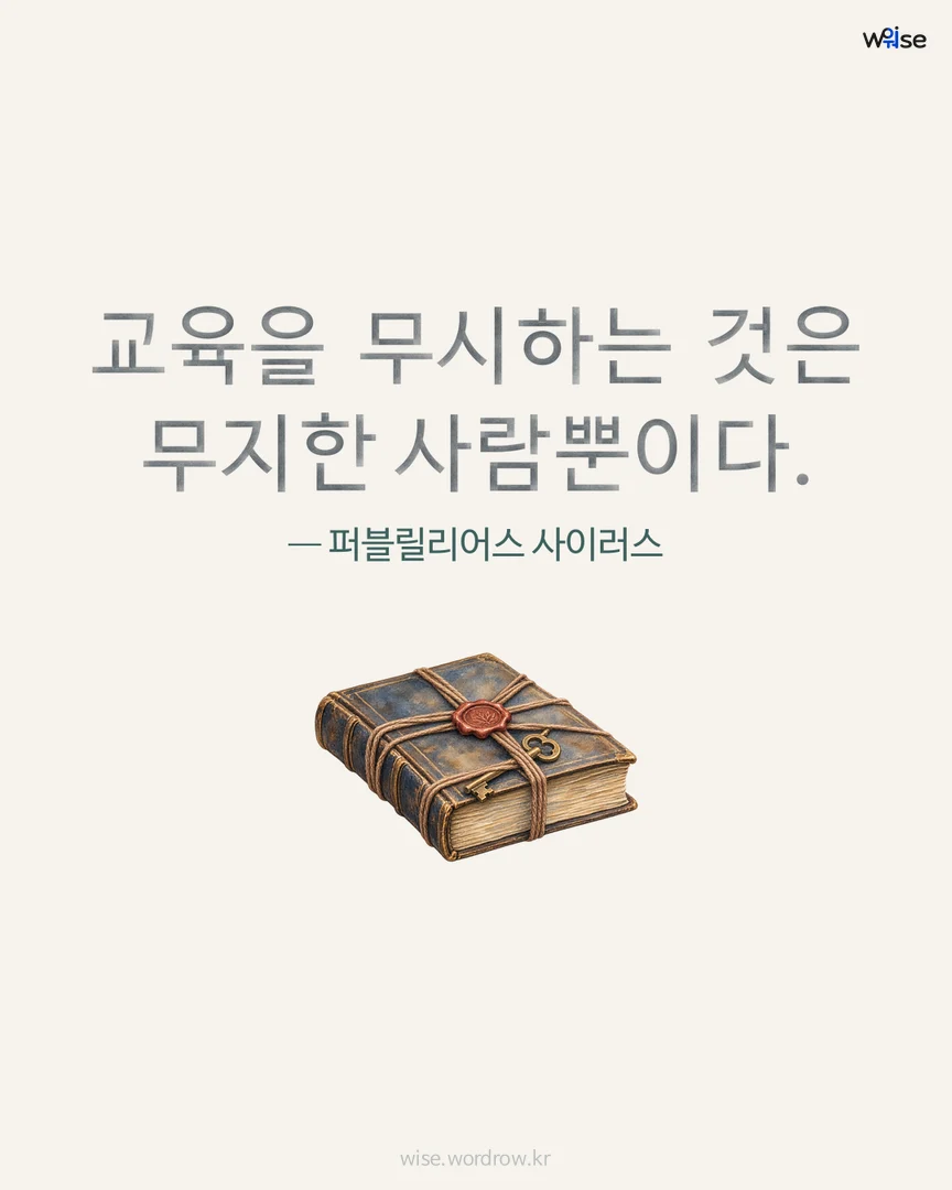 교육을 무시하는 것은 무지한 사람뿐이다. — 퍼블릴리어스 사이러스 포토카드
