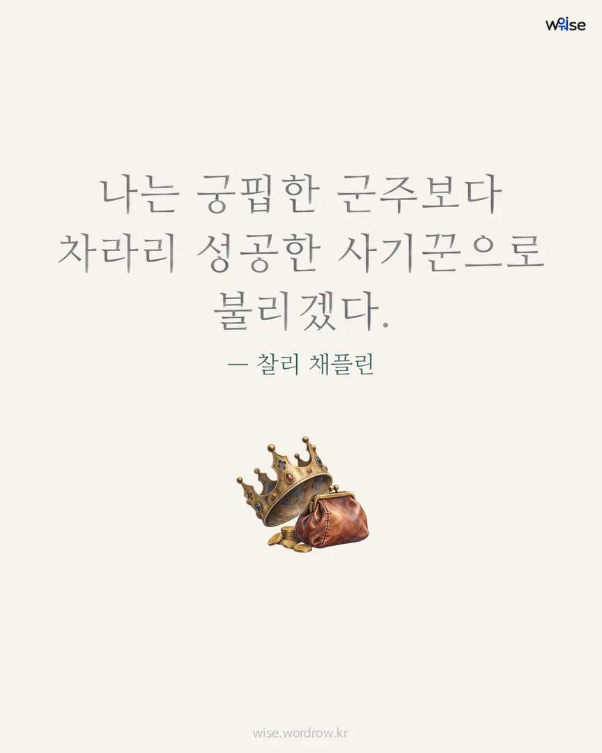 나는 궁핍한 군주보다 차라리 성공한 사기꾼으로 불리겠다. — 찰리 채플린 포토카드