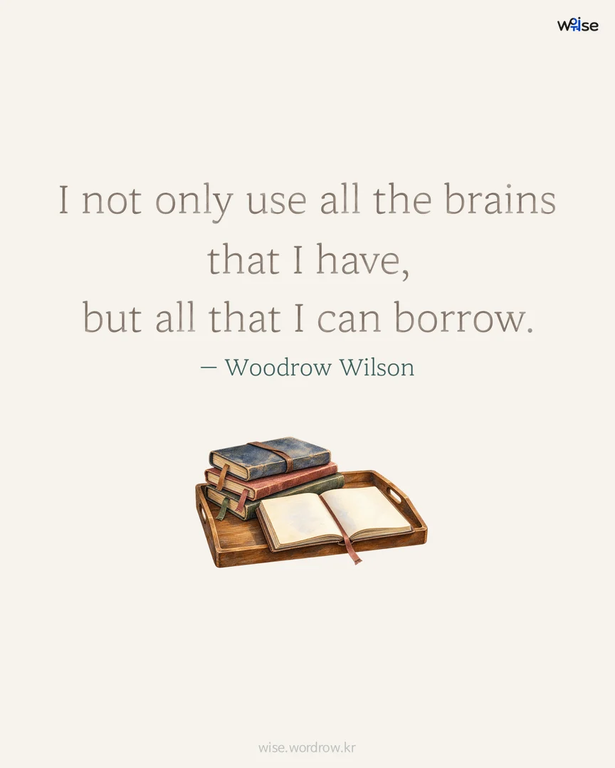 I not only use all the brains that I have, but all that I can borrow. — Woodrow Wilson 포토카드