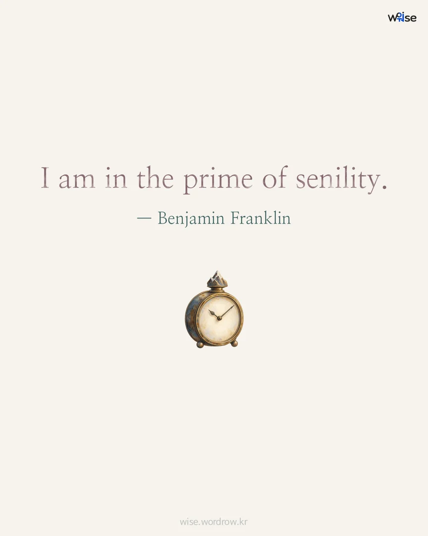 I am in the prime of senility. — Benjamin Franklin 포토카드