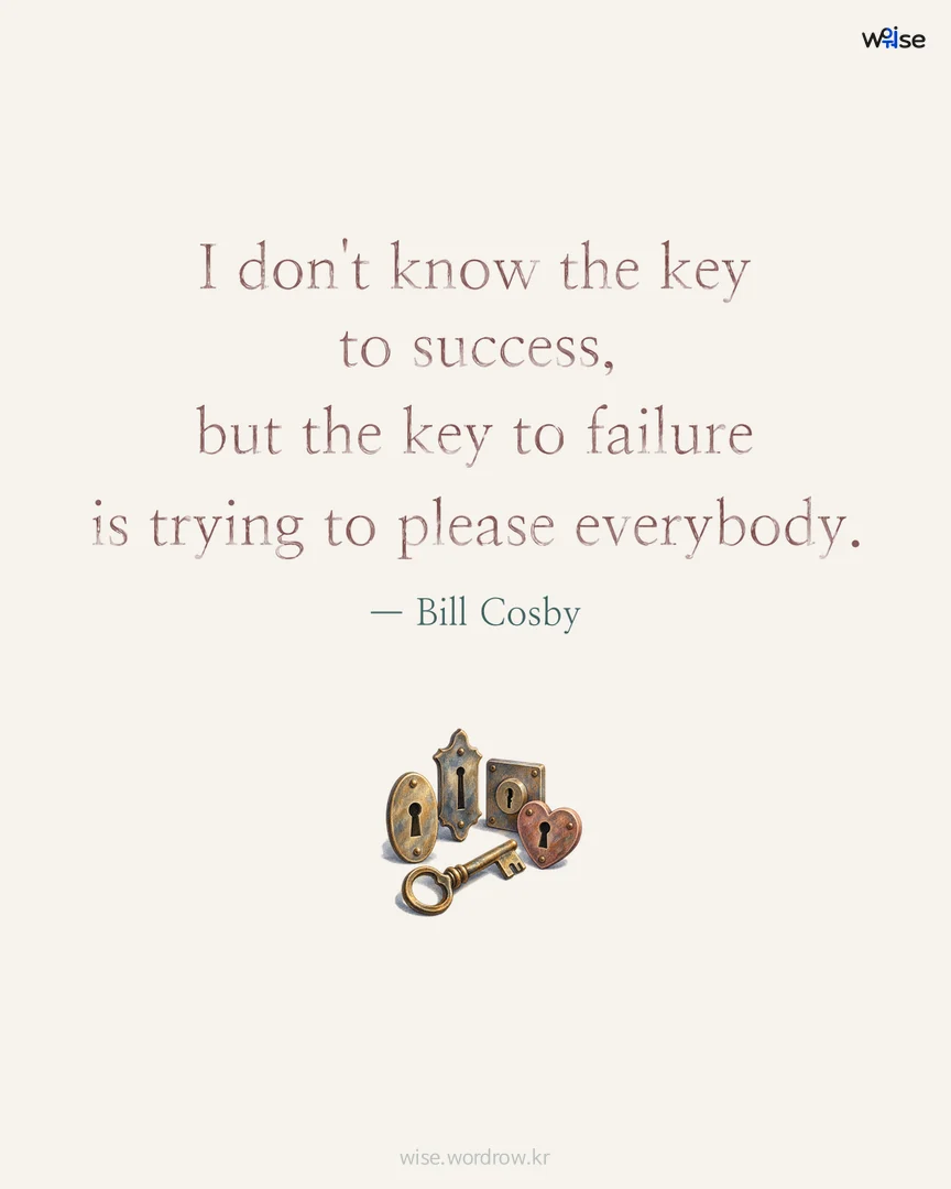 I don't know the key to success, but the key to failure is trying to please everybody. — Bill Cosby 포토카드