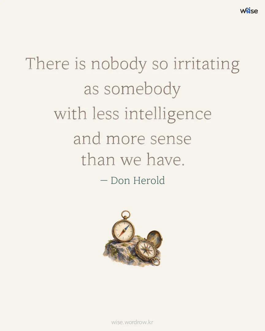There is nobody so irritating as somebody with less intelligence and more sense than we have. — Don Herold 포토카드