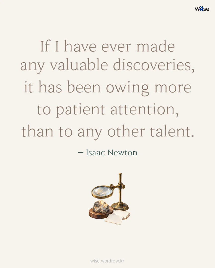If I have ever made any valuable discoveries, it has been owing more to patient attention, than to any other talent. — Isaac Newton 포토카드