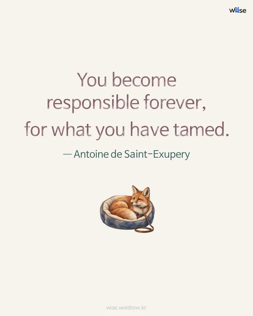 You become responsible forever, for what you have tamed. — Antoine de Saint-Exupery 포토카드