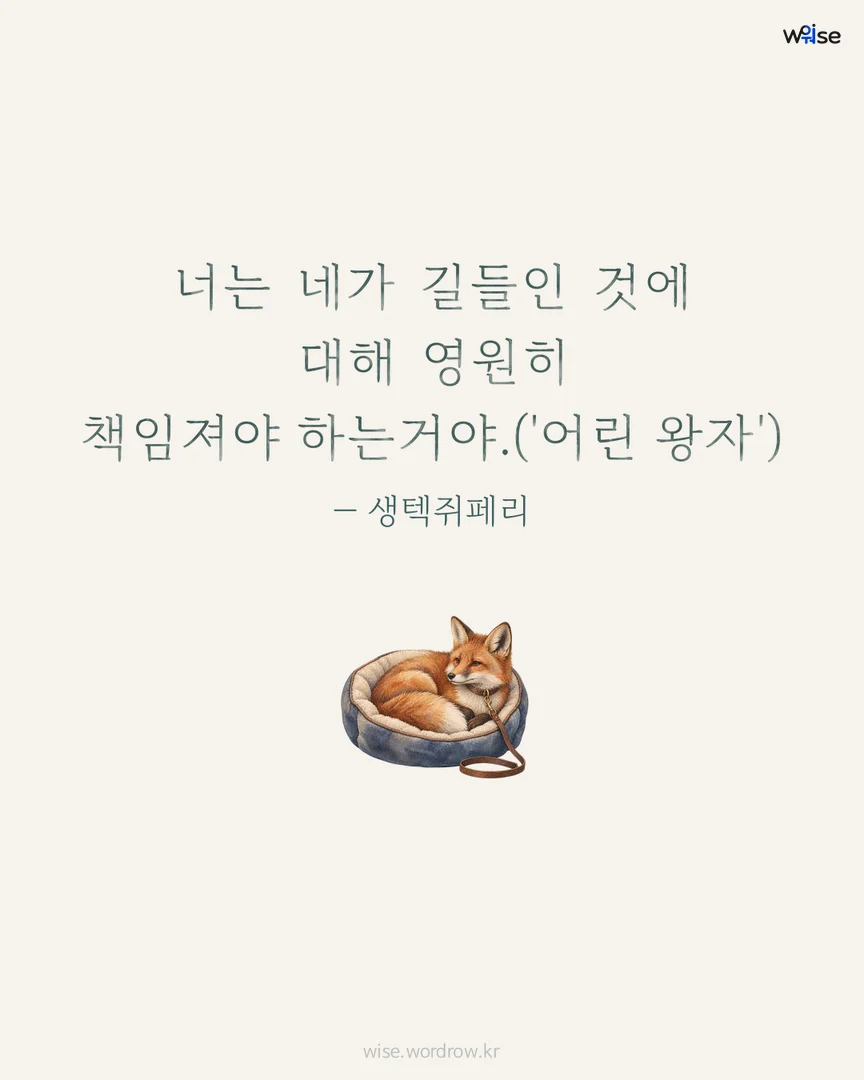 너는 네가 길들인 것에 대해 영원히 책임져야 하는거야.('어린 왕자') — 생텍쥐페리 포토카드