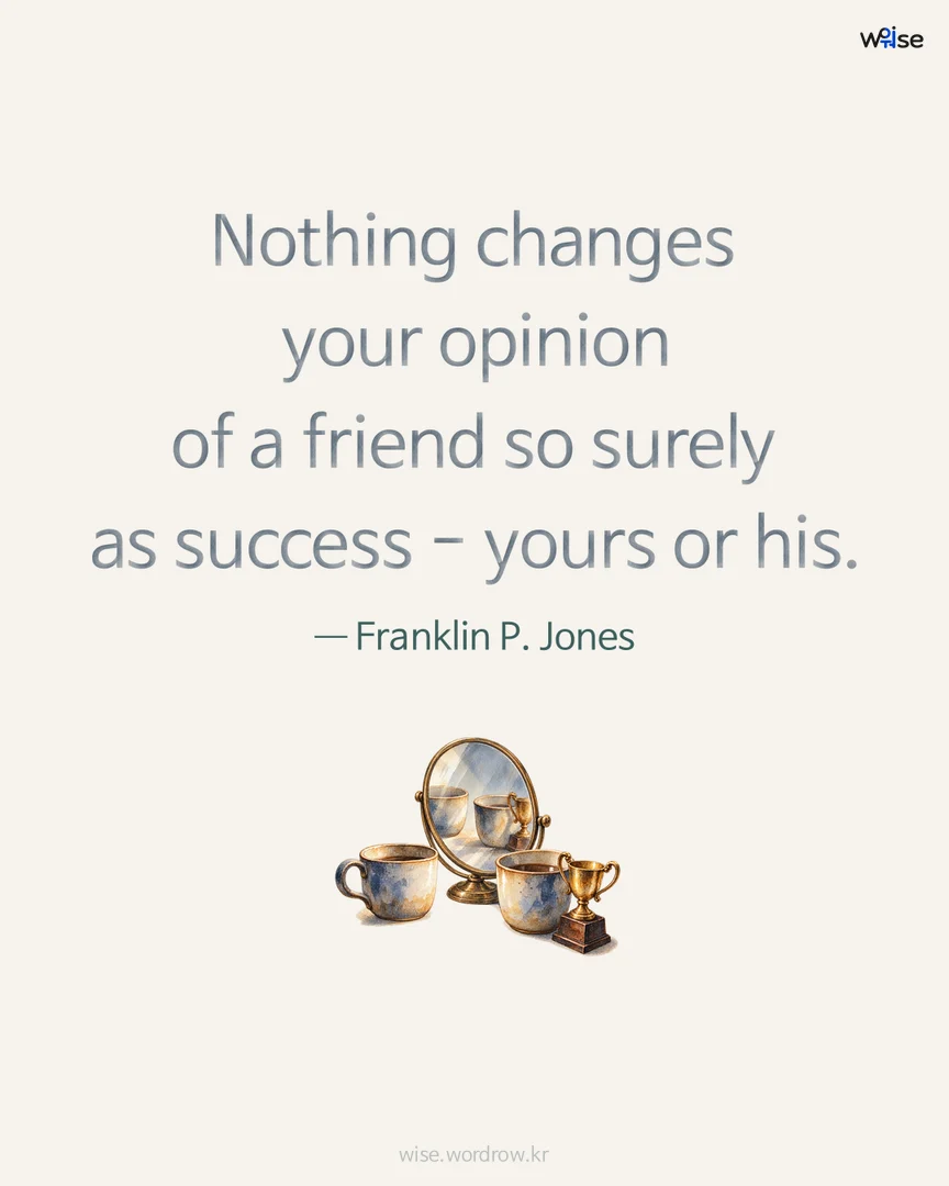 Nothing changes your opinion of a friend so surely as success - yours or his. — Franklin P. Jones 포토카드