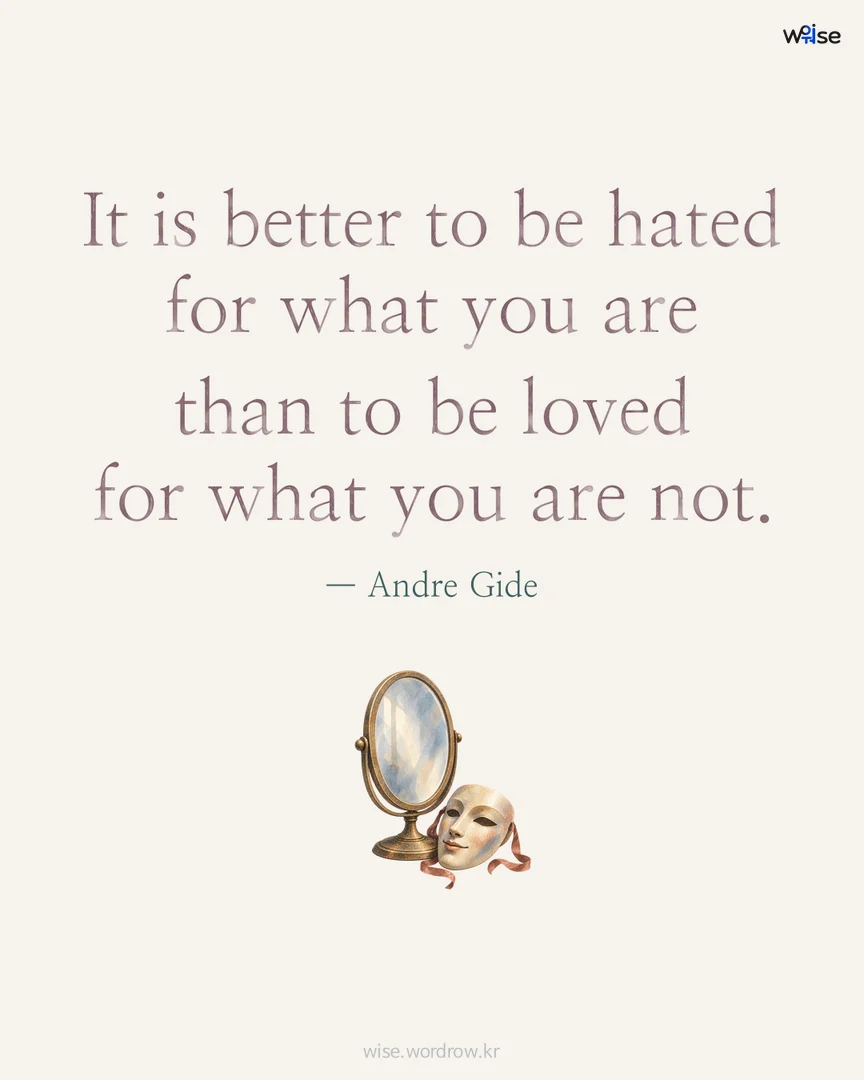 It is better to be hated for what you are than to be loved for what you are not. — Andre Gide 포토카드