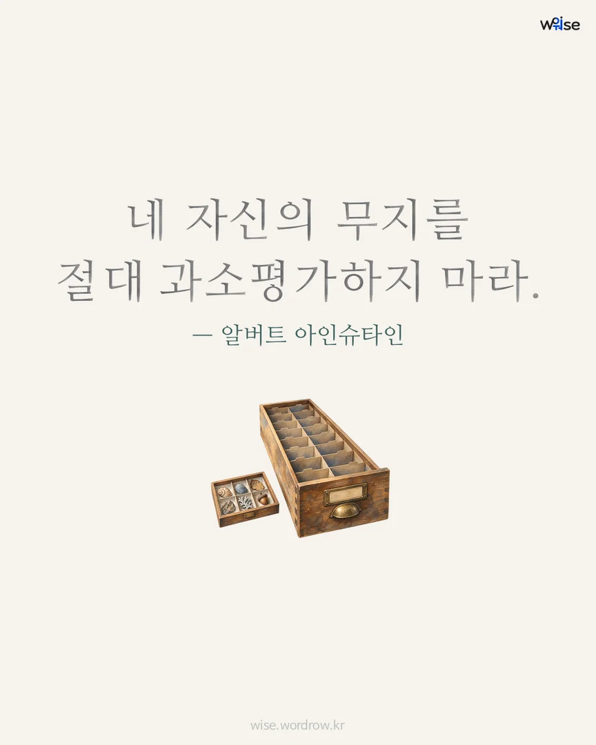 네 자신의 무지를 절대 과소평가하지 마라. — 알버트 아인슈타인 포토카드