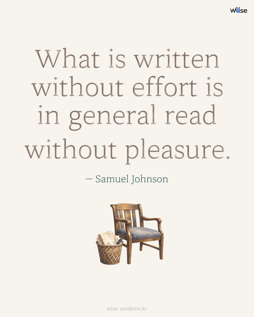 What is written without effort is in general read without pleasure. — Samuel Johnson 포토카드