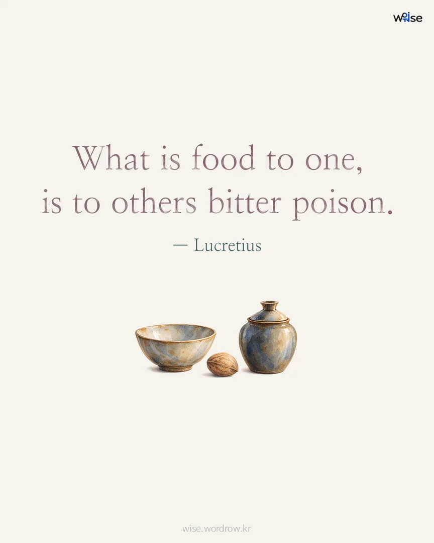 What is food to one, is to others bitter poison. — Lucretius 포토카드