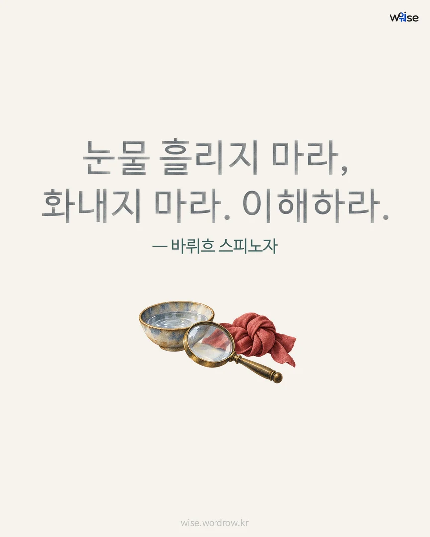 눈물 흘리지 마라, 화내지 마라. 이해하라. — 바뤼흐 스피노자 포토카드