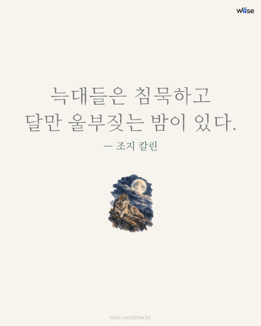 늑대들은 침묵하고 달만 울부짖는 밤이 있다. — 조지 칼린 포토카드