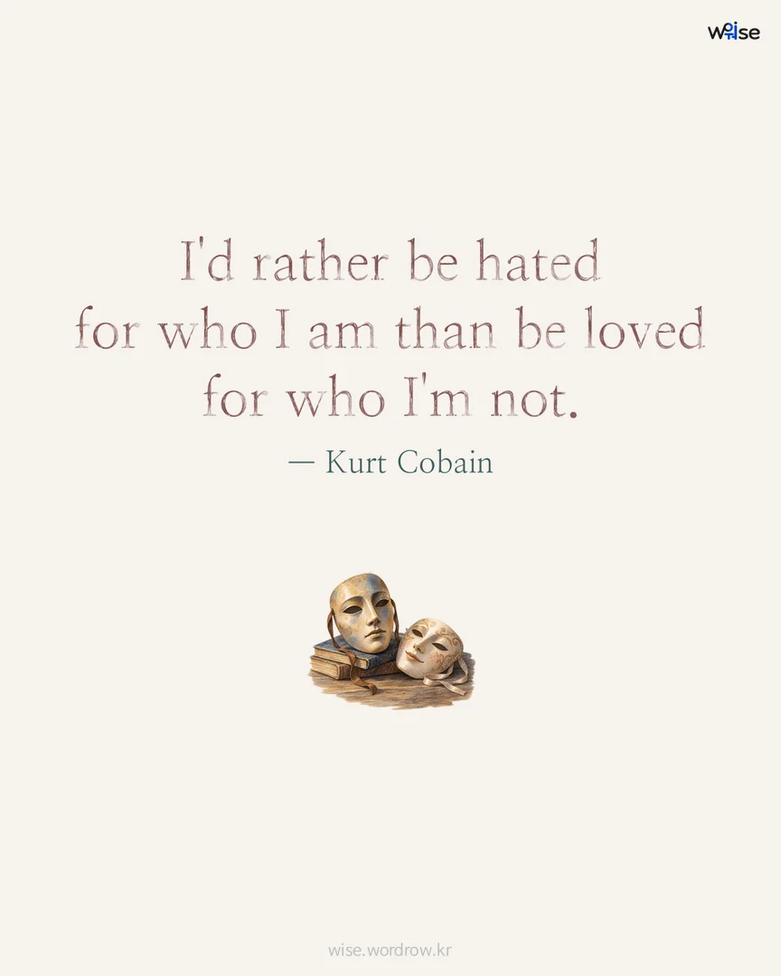 I'd rather be hated for who I am than be loved for who I'm not. — Kurt Cobain 포토카드