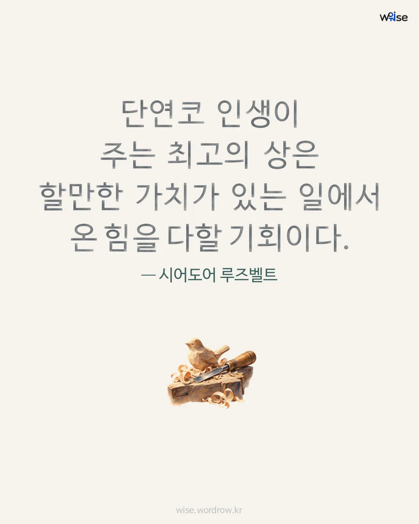 단연코 인생이 주는 최고의 상은 할만한 가치가 있는 일에서 온 힘을 다할 기회이다. — 시어도어 루즈벨트 포토카드