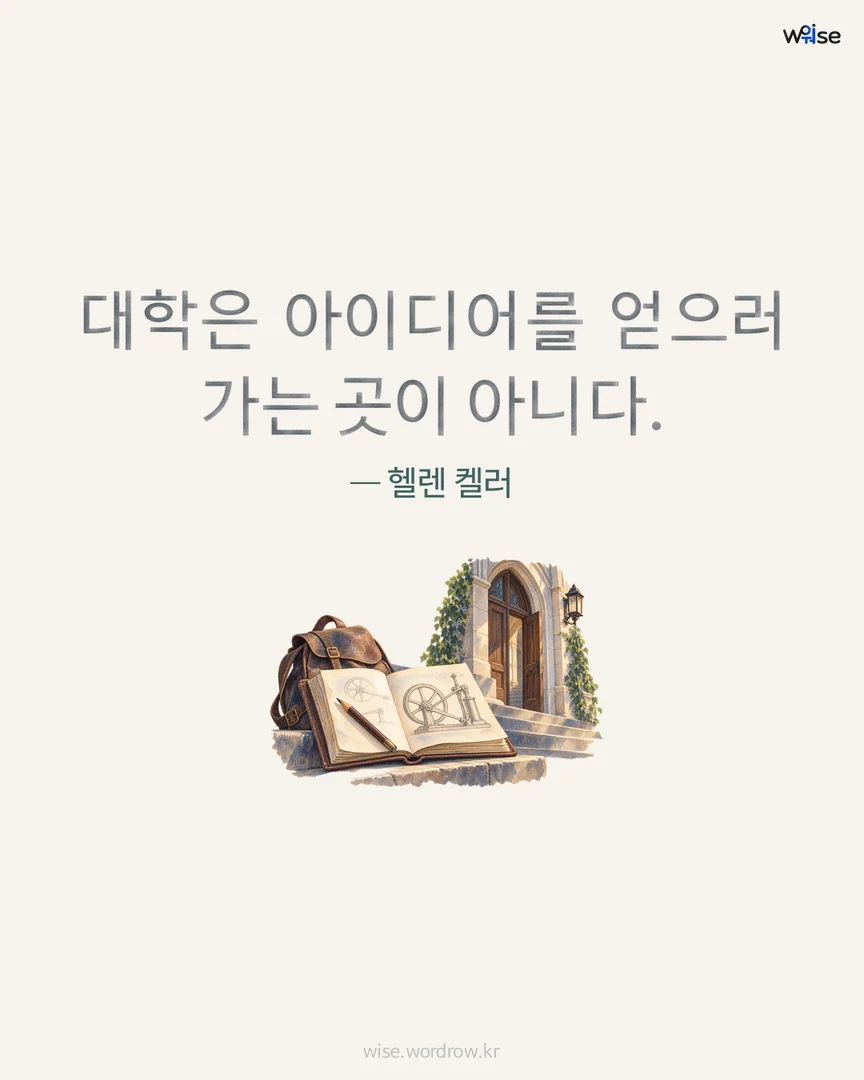 대학은 아이디어를 얻으러 가는 곳이 아니다. — 헬렌 켈러 포토카드