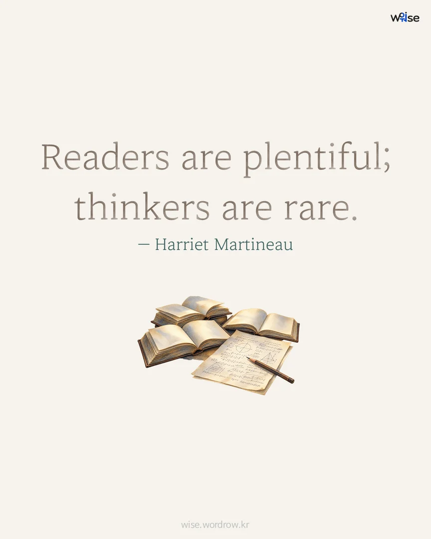 Readers are plentiful; thinkers are rare. — Harriet Martineau 포토카드