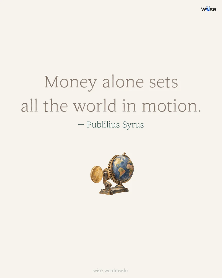 Money alone sets all the world in motion. — Publilius Syrus 포토카드