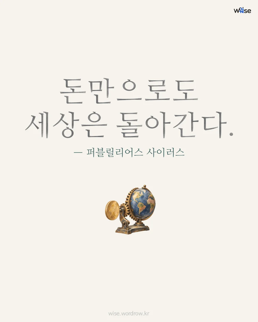 돈만으로도 세상은 돌아간다. — 퍼블릴리어스 사이러스 포토카드