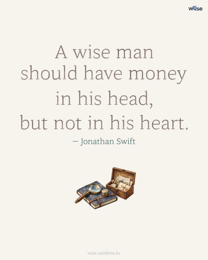A wise man should have money in his head, but not in his heart. — Jonathan Swift 포토카드