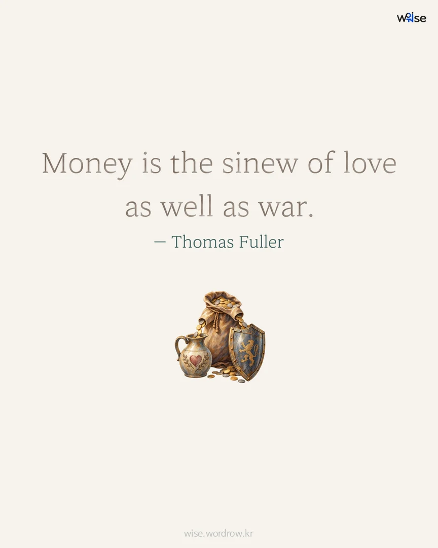 Money is the sinew of love as well as war. — Thomas Fuller 포토카드
