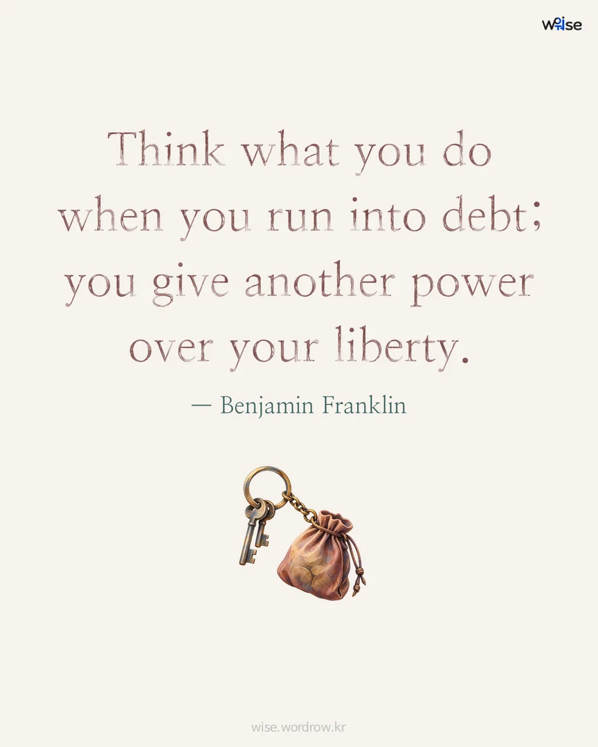 Think what you do when you run into debt; you give another power over your liberty. — Benjamin Franklin 포토카드