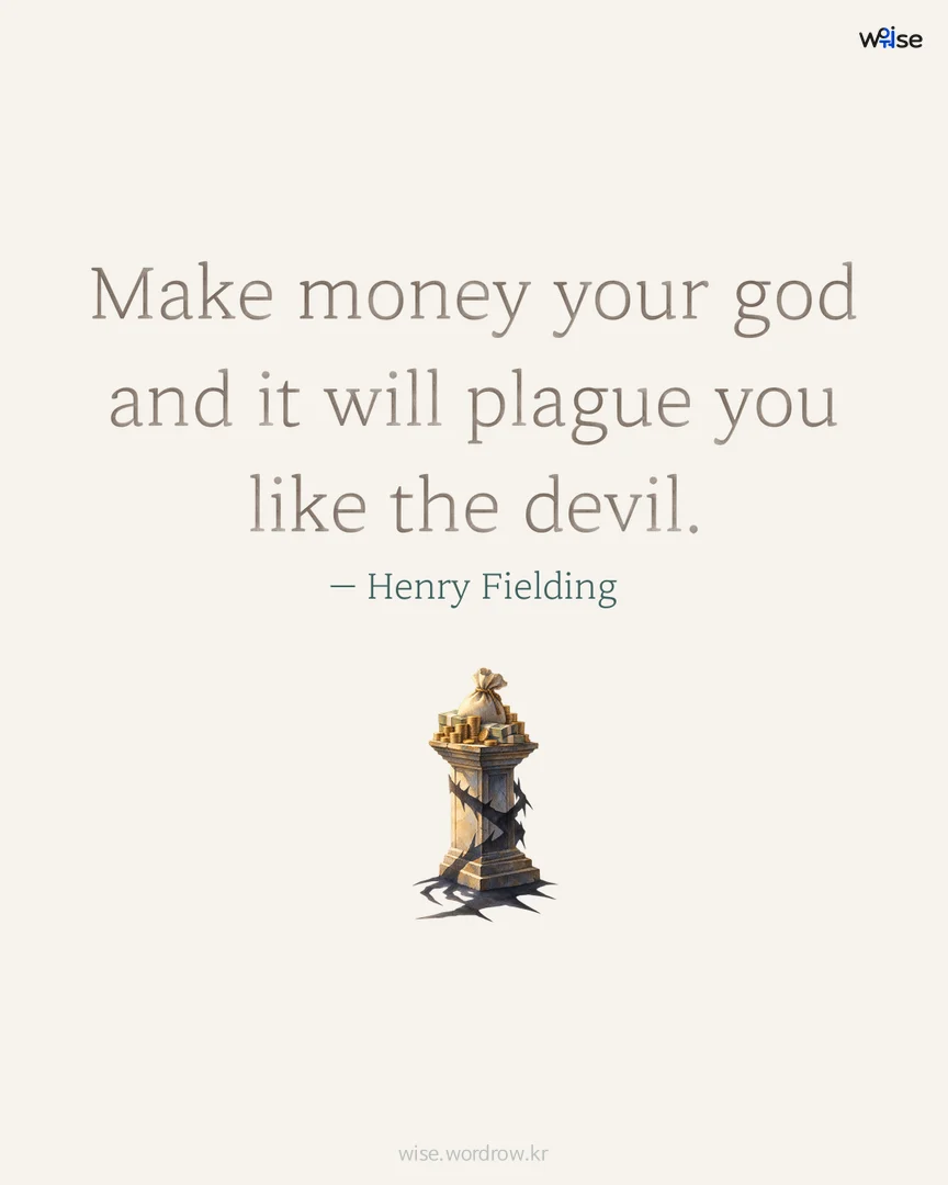 Make money your god and it will plague you like the devil. — Henry Fielding 포토카드