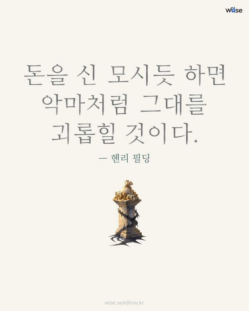 돈을 신 모시듯 하면 악마처럼 그대를 괴롭힐 것이다. — 헨리 필딩 포토카드
