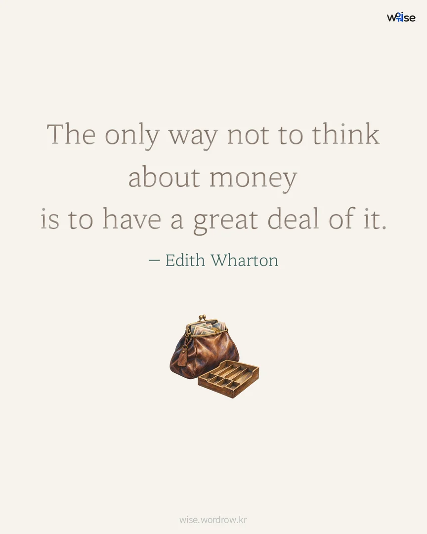 The only way not to think about money is to have a great deal of it. — Edith Wharton 포토카드