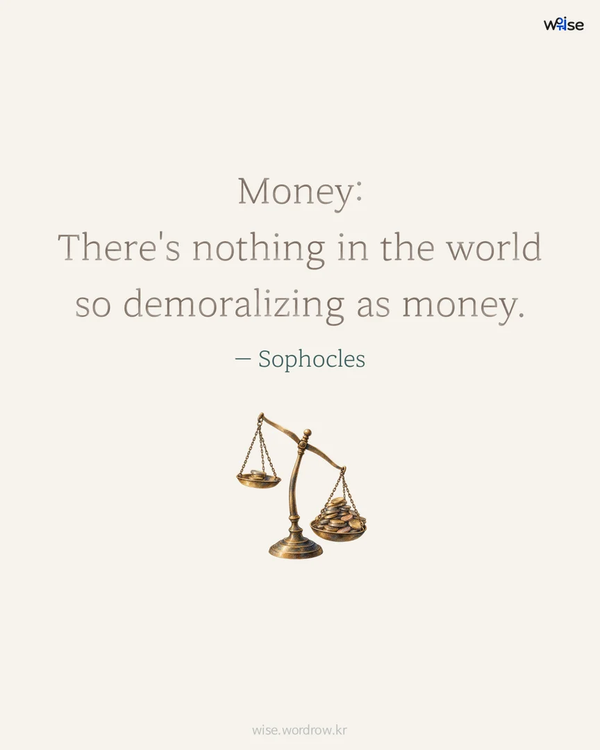 Money: There's nothing in the world so demoralizing as money. — Sophocles 포토카드