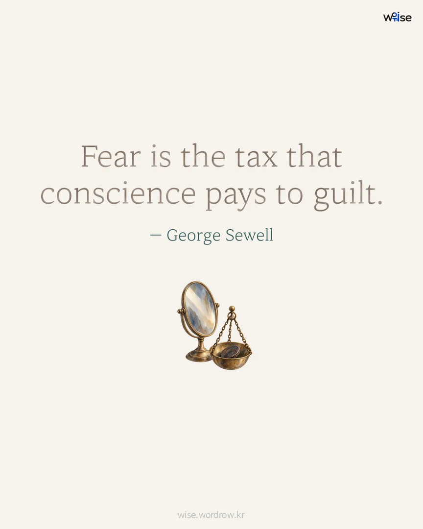 Fear is the tax that conscience pays to guilt. — George Sewell 포토카드