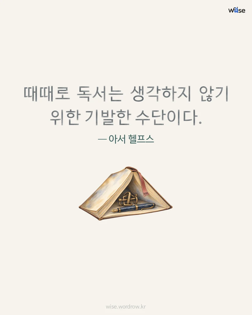 때때로 독서는 생각하지 않기 위한 기발한 수단이다. — 아서 헬프스 포토카드