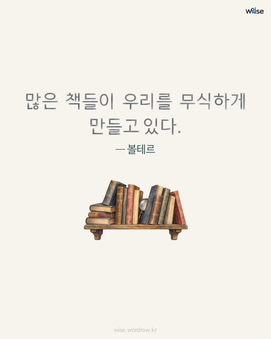 많은 책들이 우리를 무식하게 만들고 있다. — 볼테르 포토카드