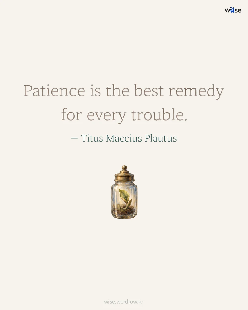 Patience is the best remedy for every trouble. — Titus Maccius Plautus 포토카드