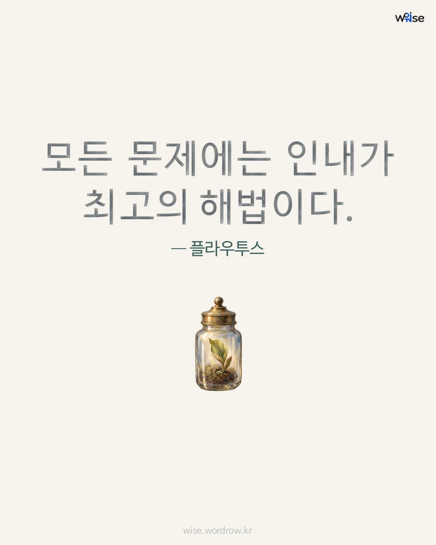 모든 문제에는 인내가 최고의 해법이다. — 플라우투스 포토카드