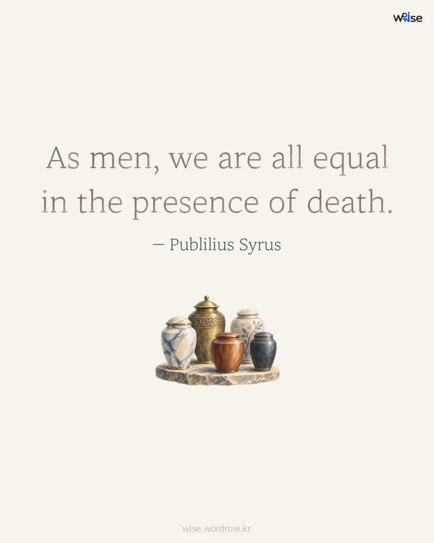 As men, we are all equal in the presence of death. — Publilius Syrus 포토카드