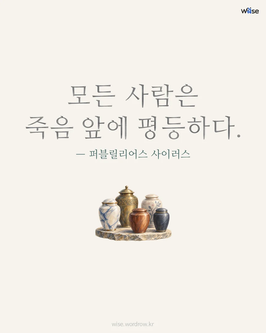 모든 사람은 죽음 앞에 평등하다. — 퍼블릴리어스 사이러스 포토카드
