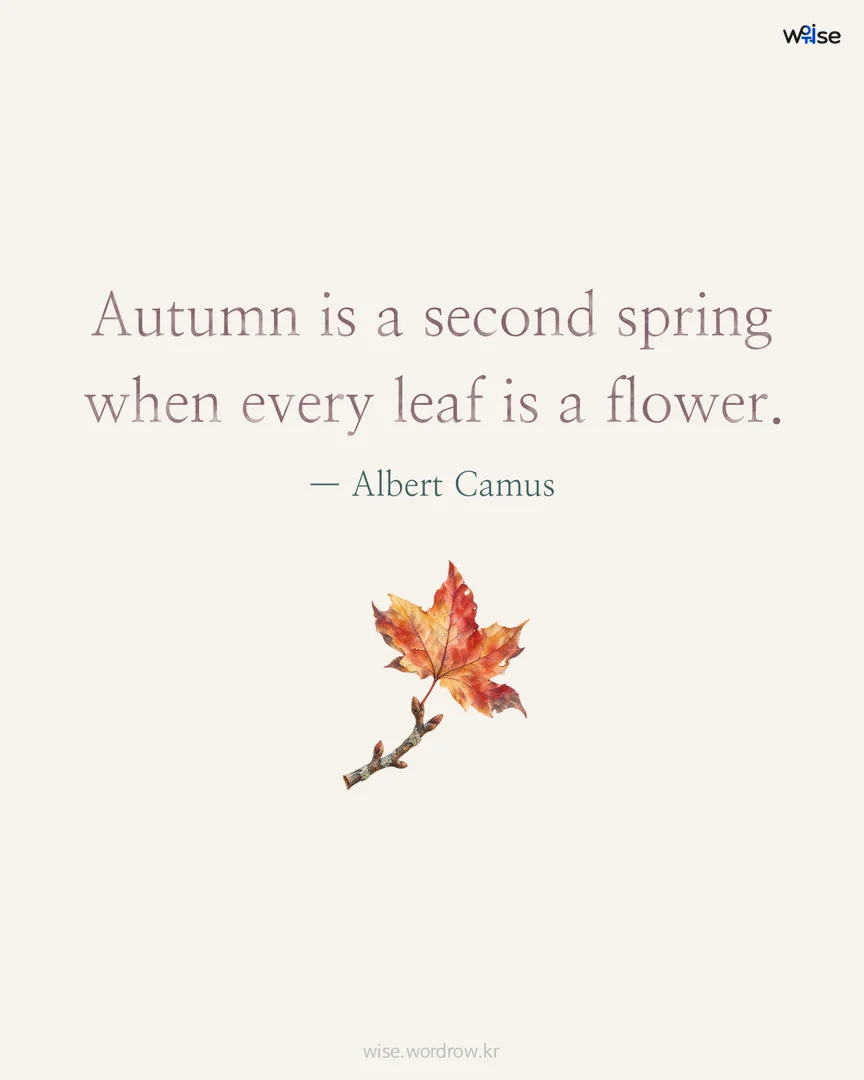 Autumn is a second spring when every leaf is a flower. — Albert Camus 포토카드