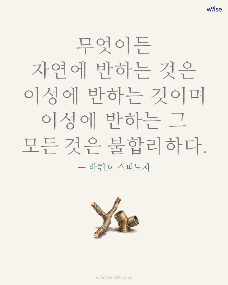 무엇이든 자연에 반하는 것은 이성에 반하는 것이며 이성에 반하는 그 모든 것은 불합리하다. — 바뤼흐 스피노자 포토카드