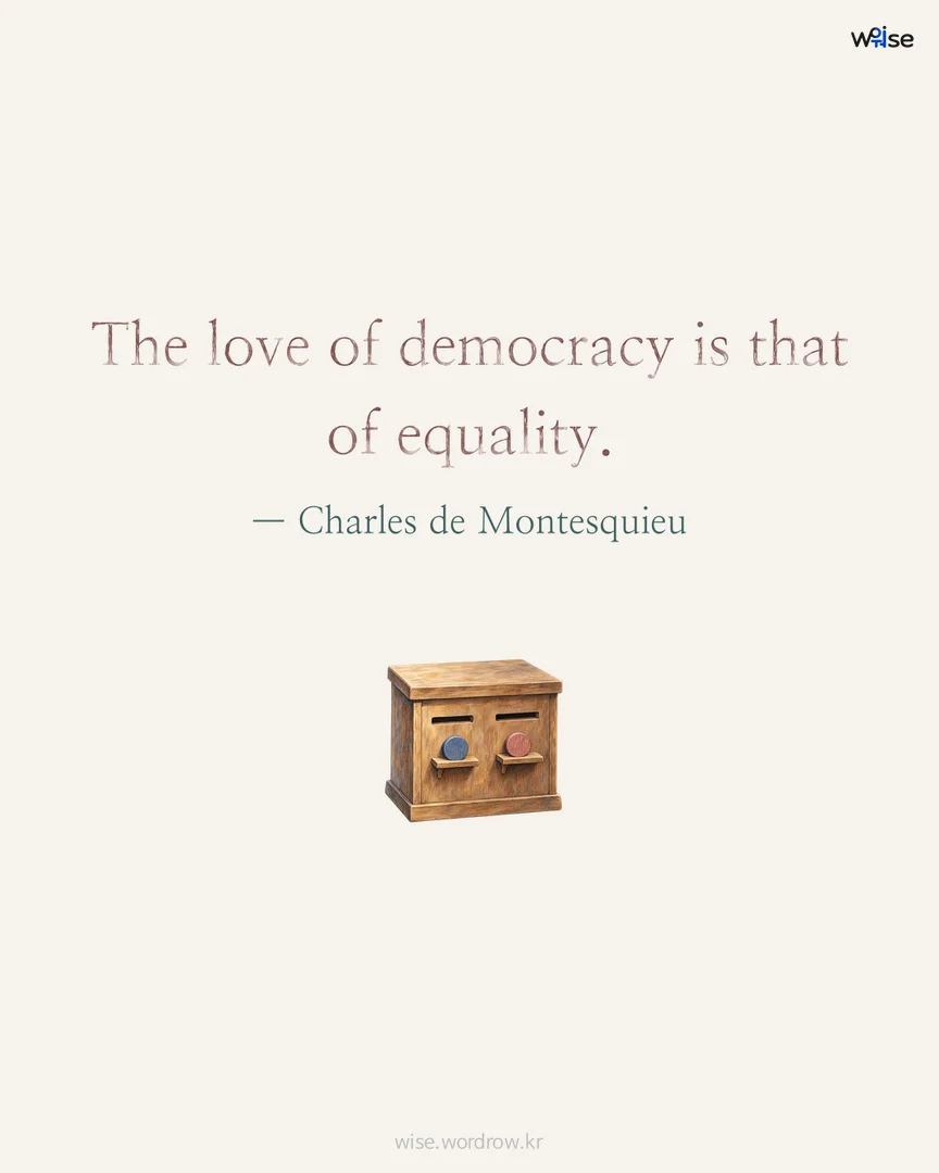 The love of democracy is that of equality. — Charles de Montesquieu 포토카드