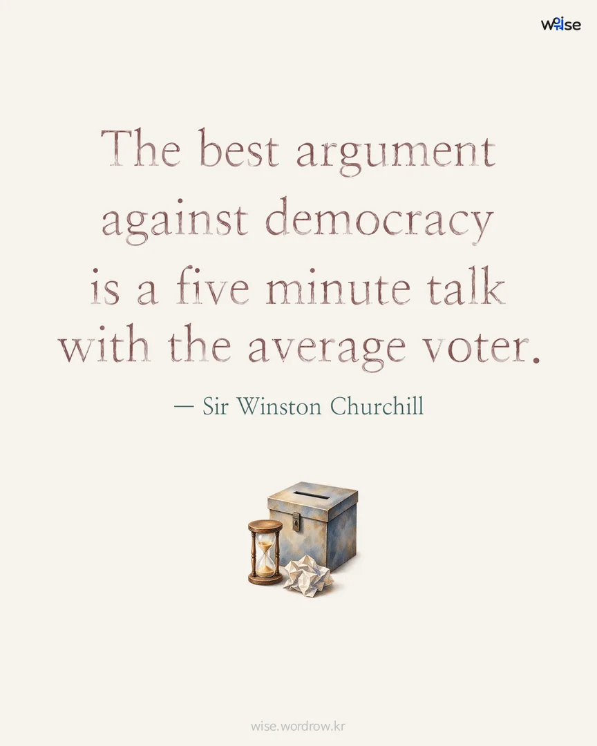 The best argument against democracy is a five minute talk with the average voter. — Sir Winston Churchill 포토카드