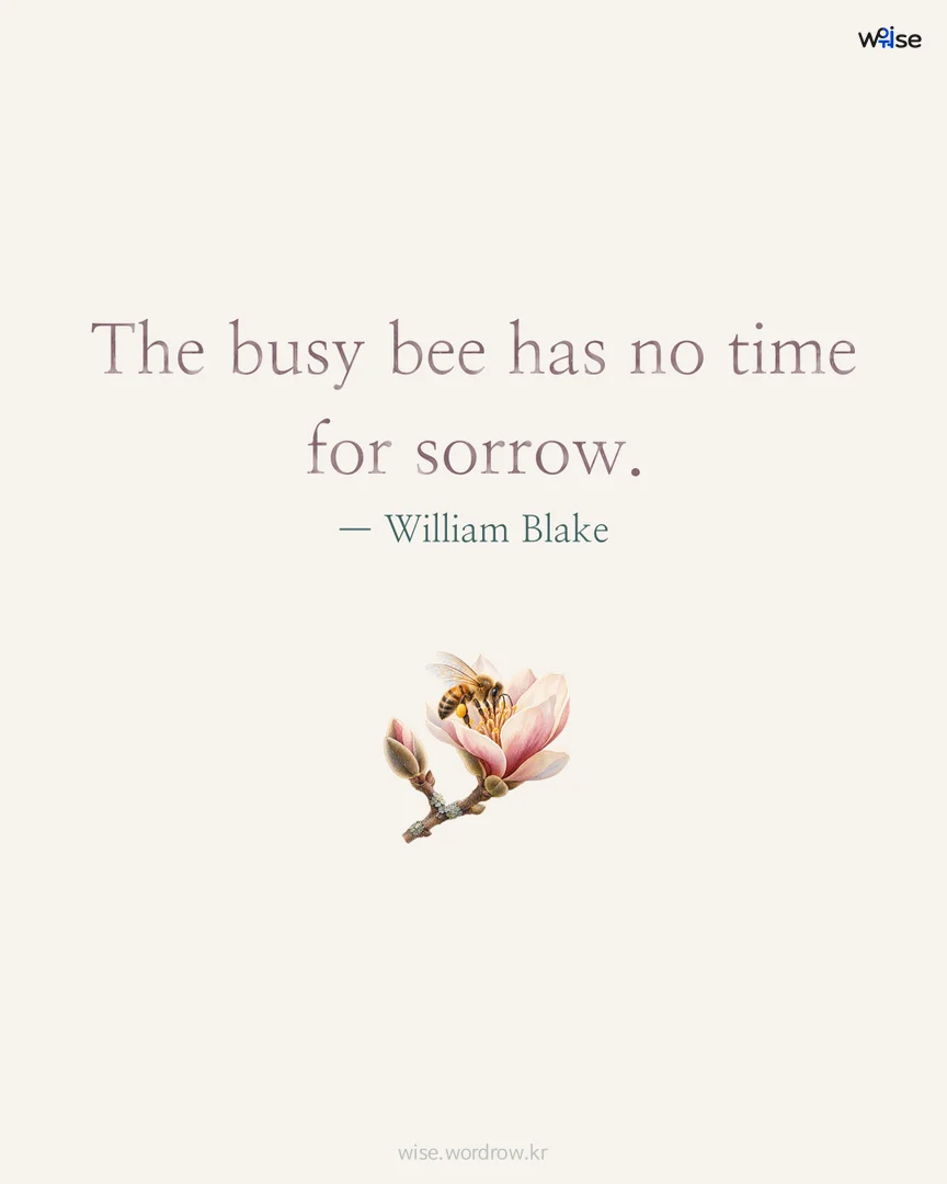 The busy bee has no time for sorrow. — William Blake 포토카드